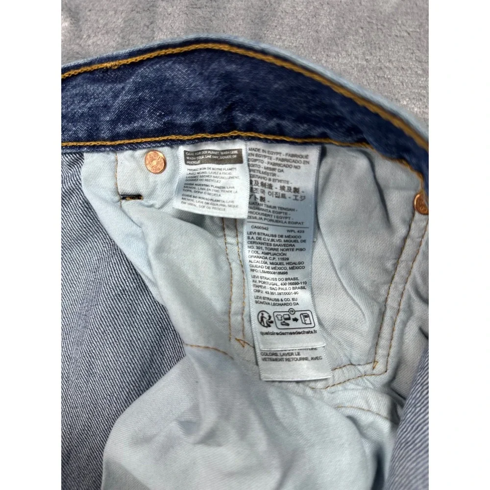 Levis 501 Original Fit Mens Blue Denim Straight Leg Button Fly Jeans 44x32